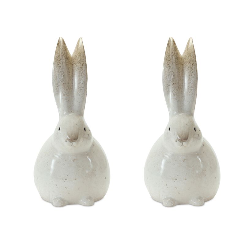 Set of 2 Decorative Bunny Statues for Garden, Yard, and Outdoor Décor