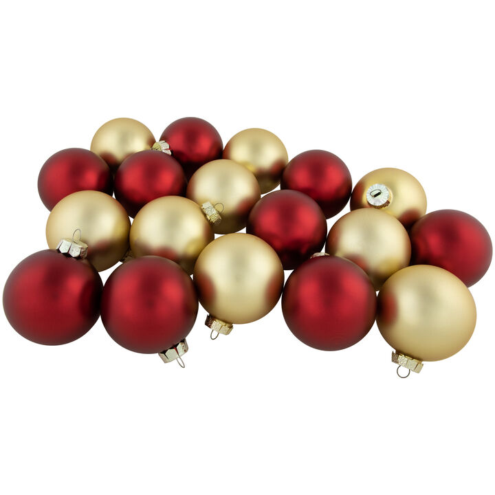 72ct Red and Gold Matte Glass Christmas Ball Ornaments 4" (100mm)