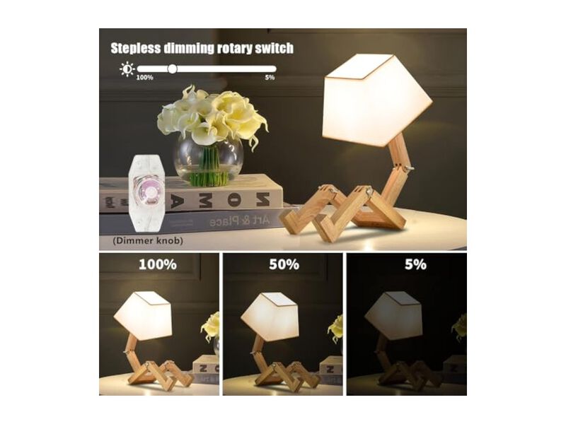 Dimmable Wood Robot Desk Lamp For Living Room Bedroom Office image number 1