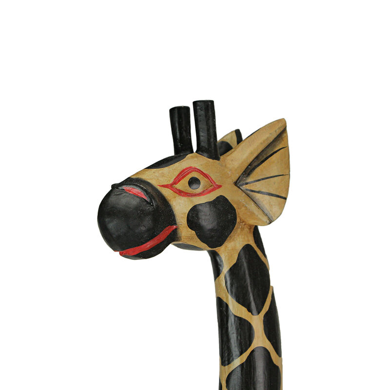 36 Inch Hand Carved Wooden Giraffe Sculpture Safari Home Decor Figurine Statue image number 2