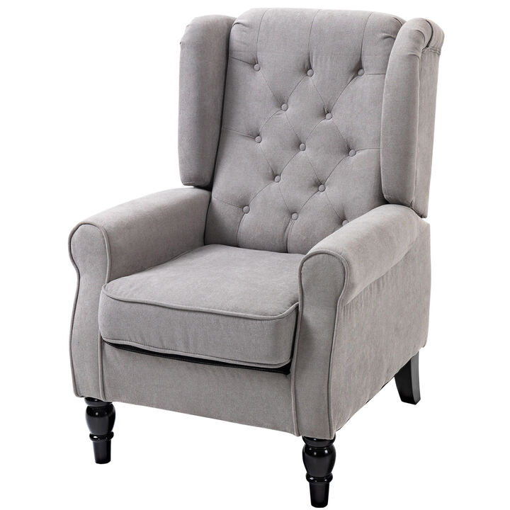 HOMCOM Button-Tufted Accent Chair with High Wingback, Rounded Cushioned Armrests and Thick Padded Seat, Grey