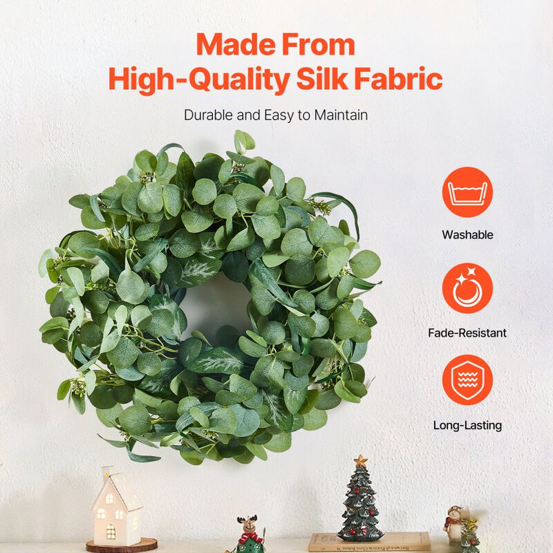 Artificial Eucalyptus Wreath for Front Door or Wall, Year-Round Greenery Decor