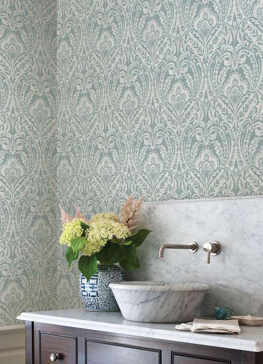 Berkshire Denim Damask Wallpaper (Set of 2)