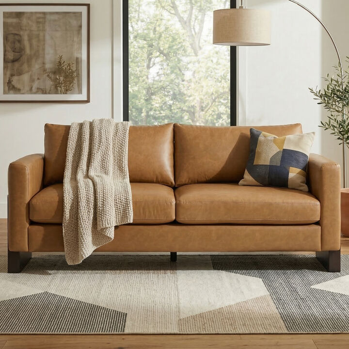 Merax Elegant PU loveseat with Architectural Integrated Armrests