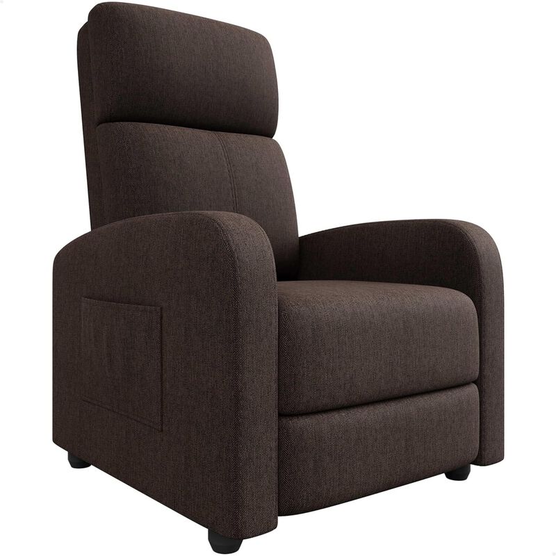 Linen Fabric Manual Recliner Chair, Lounge Chair for Living Room, Home Theater, Outdoor Relax, Brown image number 0