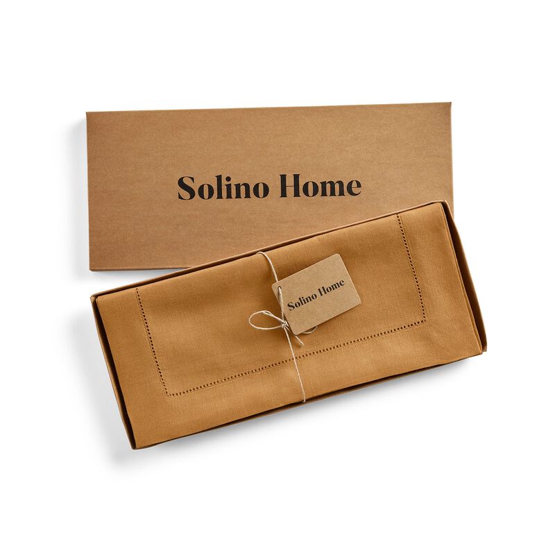 Solino Home Classic Hemstitch 100% Linen Table Runner &ndash; Handcrafted, Machine Washable, Perfect for Holiday and Everyday Dining