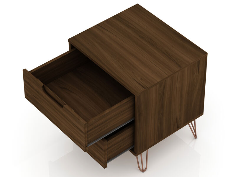 Rockefeller Brown 2-Drawer Nightstand