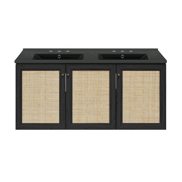 48" Wall-Mounted Bathroom Vanity with 3-Hole Widespread Sink Top