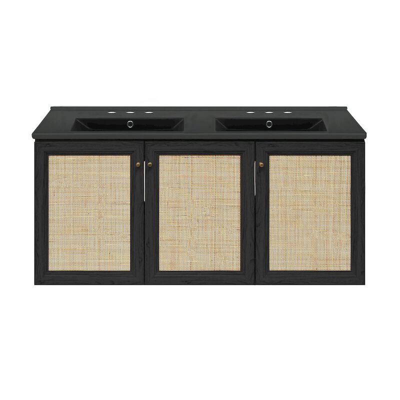 48" Wall-Mounted Bathroom Vanity with 3-Hole Widespread Sink Top image number 0