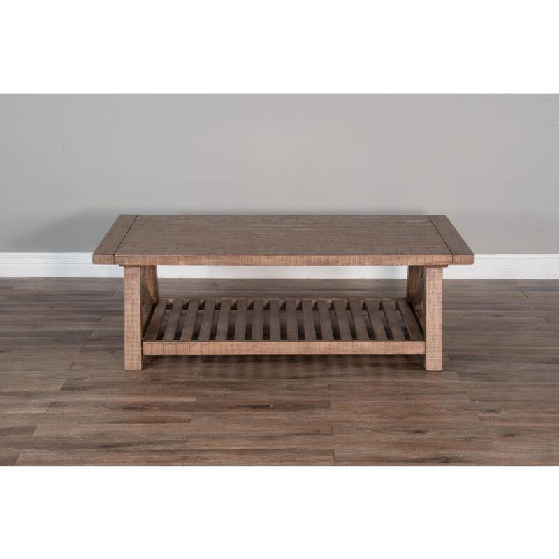 Sunny Designs Vivian 52 Farmhouse Mahogany Wood Coffee Table in Light Brown
