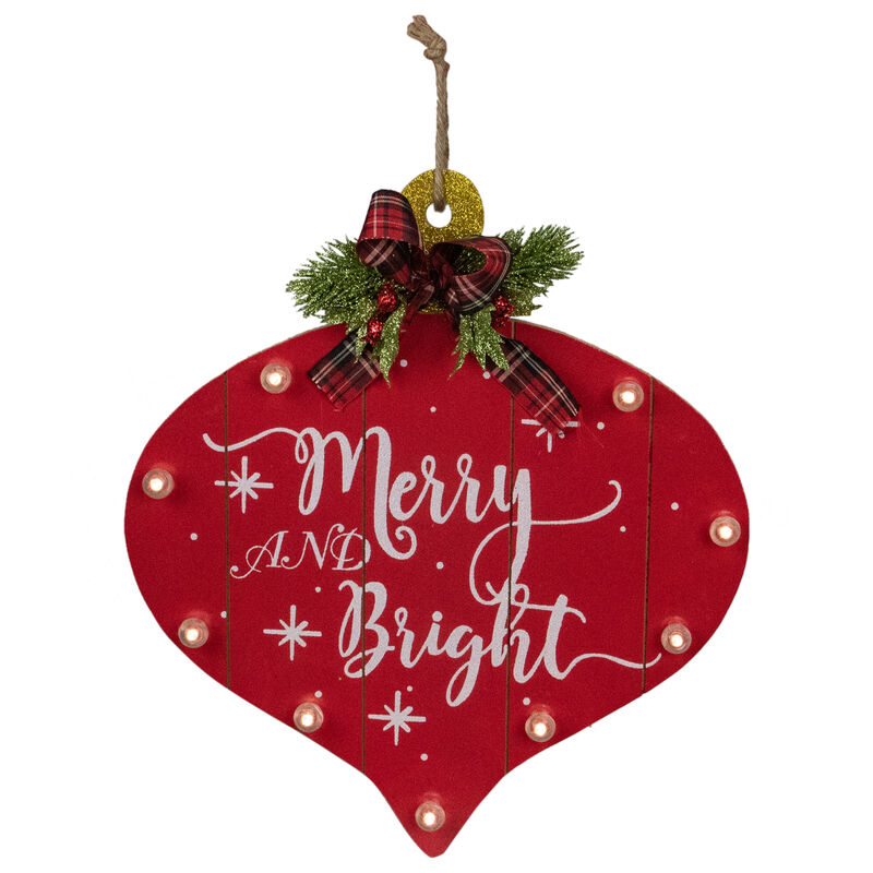 13.75" Red Onion Ornament "Merry And Bright" Christmas Sign