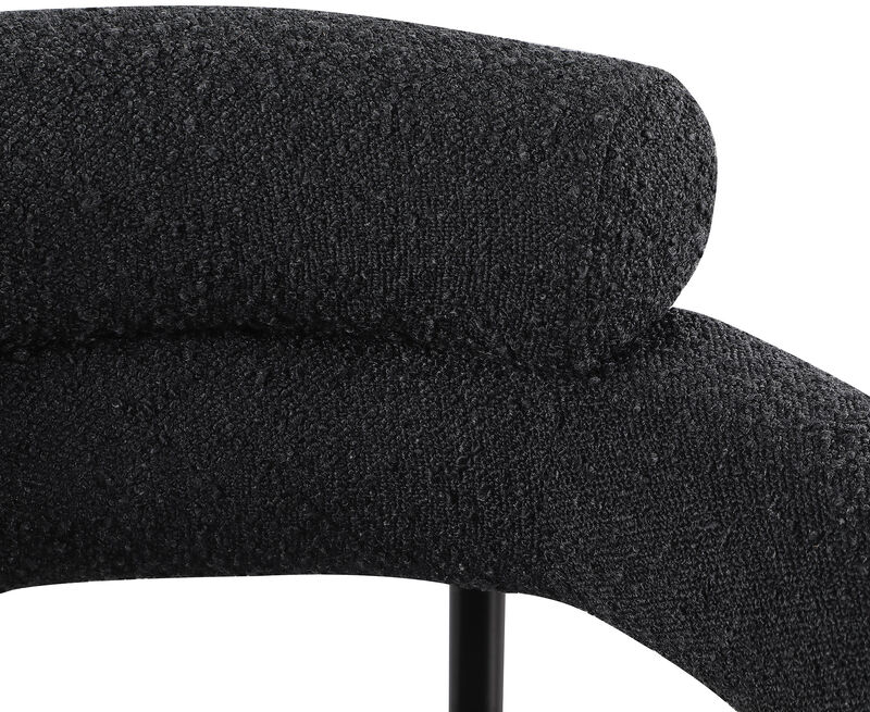 Meridian Furniture Blake Black Boucle Fabric Dining Chair, Set of 2