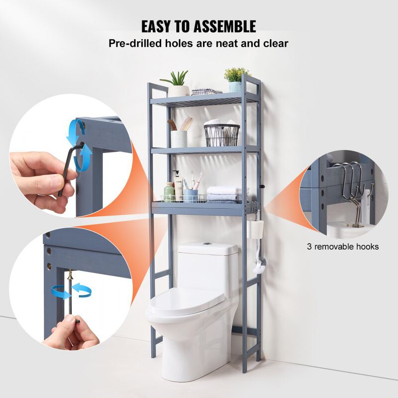 Over Toilet Storage 3-Tier Bathroom Shelf Rack Space Saving Organizer