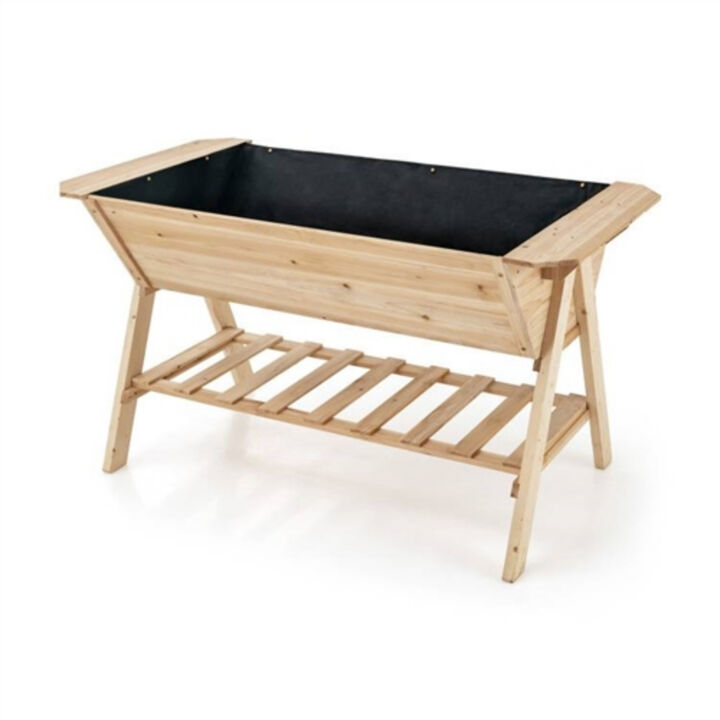 2-Tier 5-Foot Wooden Raised Garden Bed Planter Box for Outdoor Use