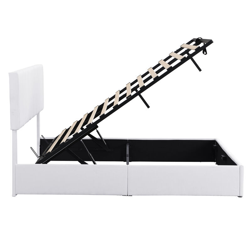 Whisen Modern Style Queen Size Upholstered Platform Bed with Hydraulic Storage System