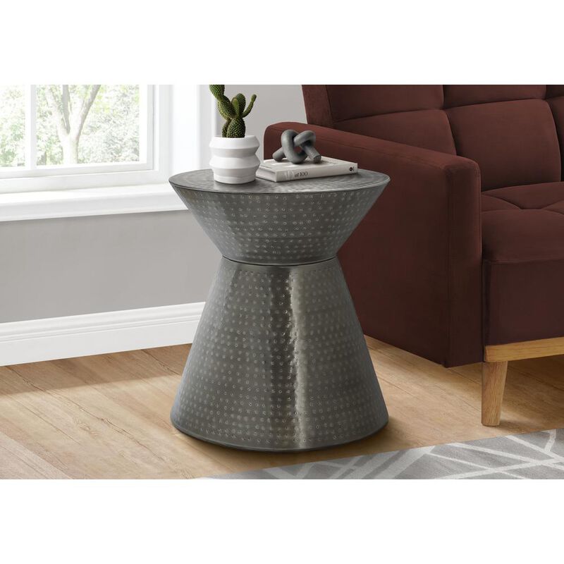 Accent Table, Drum, Side, End, Nightstand, Lamp, Living Room, Bedroom, Grey