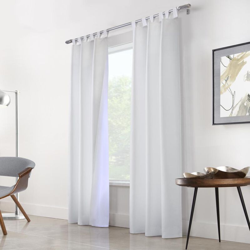 Commonwealth Prescott Tab Top Dressing Window Curtain Panel Pair - 40x63", White image number 1