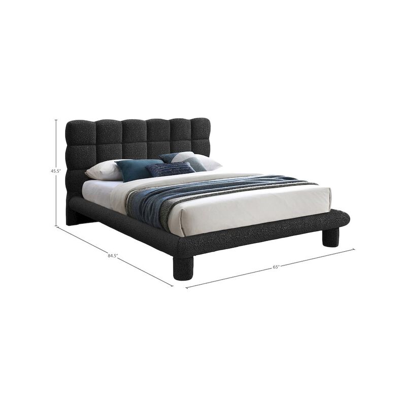 Meridian Furniture Deco Black Boucle Fabric Full Bed