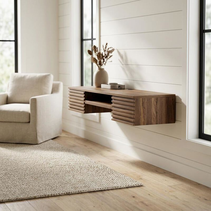 Wall Mount Wood Office Desk in Modern Design for Computer Workstations image number 3