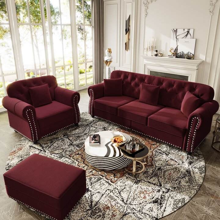 Upholstered Velvet Sofa 4 Seat