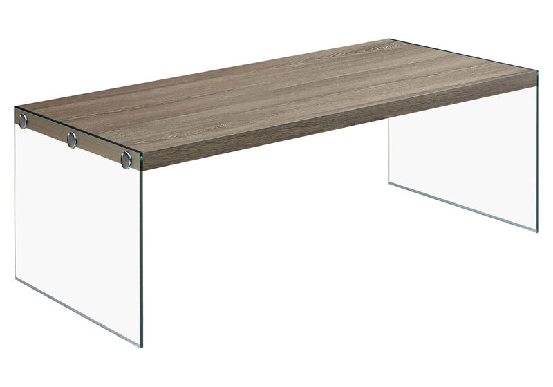 HomeRoots Modern Decorative Dark Taupe Tempered Glass Coffee Table