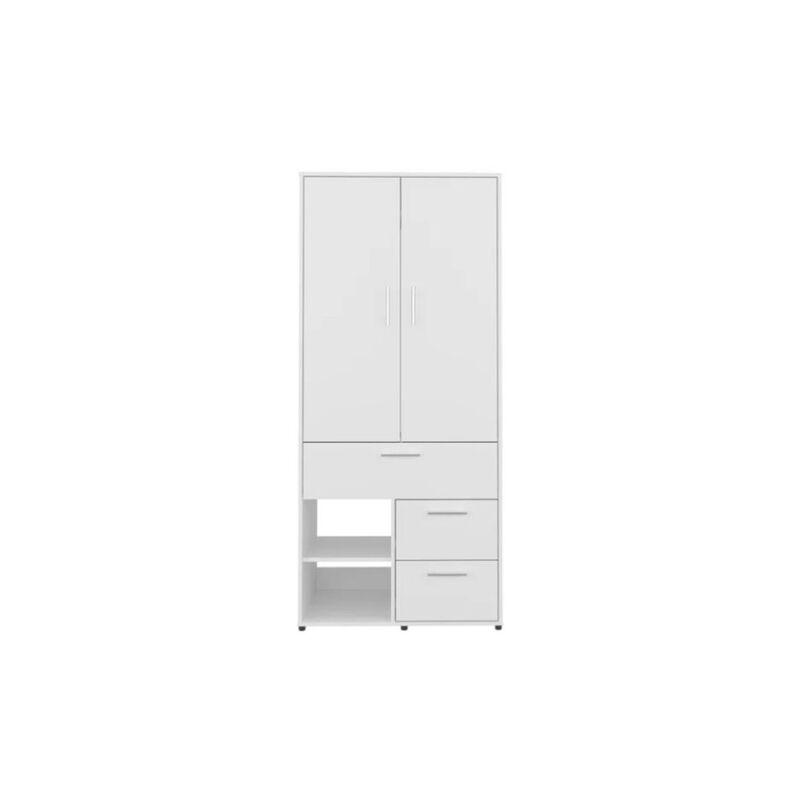 Tuhome Armoire With Double Doors, Hanging Rod, Interior Shelves, White image number 0