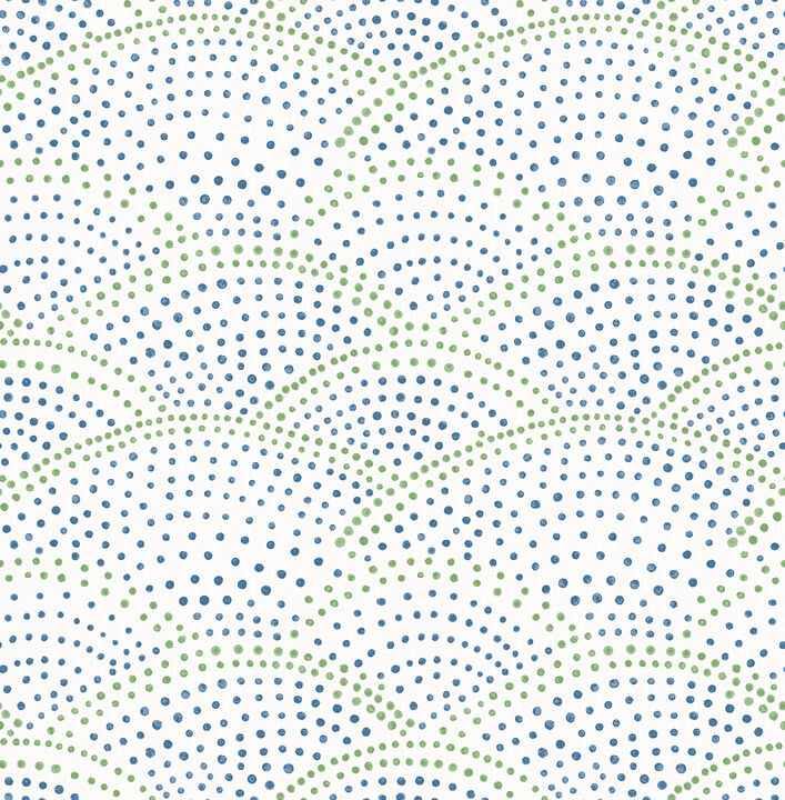 Bennett Blue Dotted Scallop Wallpaper