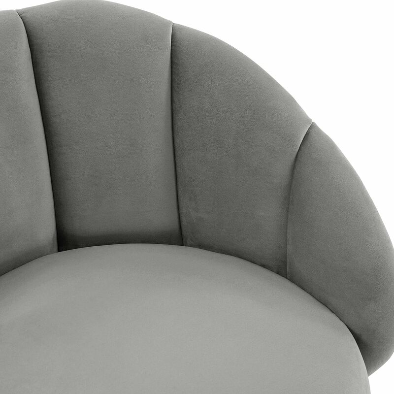 Tov Furniture Myla Tufted Upholstered Velvet Swivel Bar Stool (Light Grey) image number 4