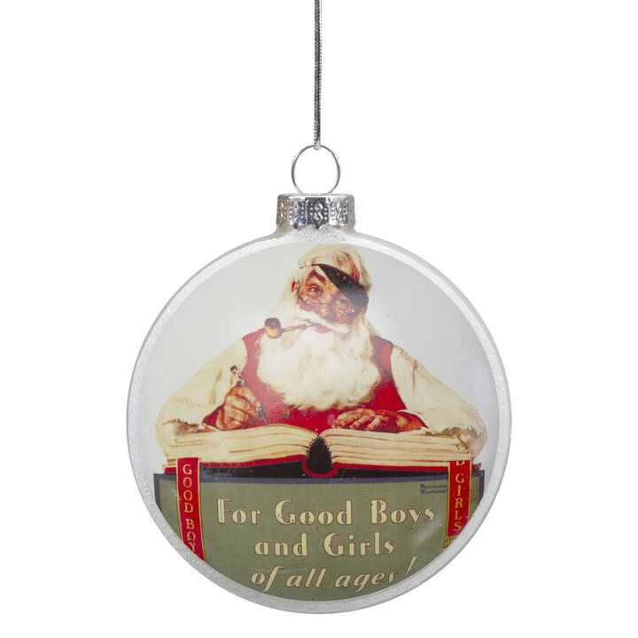 3" Norman Rockwell 'No Christmas Problem Now' Glass Disc Ornament