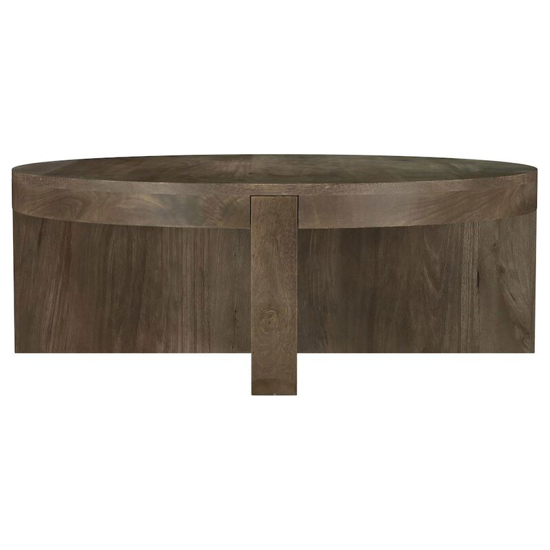 Coaster Kinkaid Round Solid Mango Wood Coffee Table Brown