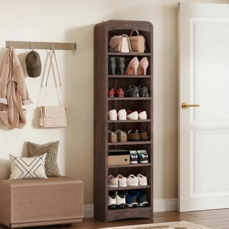 Entryway Wood Shoe Storage Cabinet Adjustable Shelves Closet image number 3