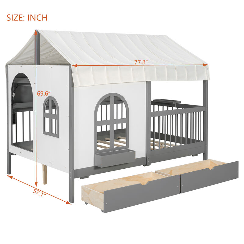 Merax Full Size House Bed with 2 Large Drawers image number 9