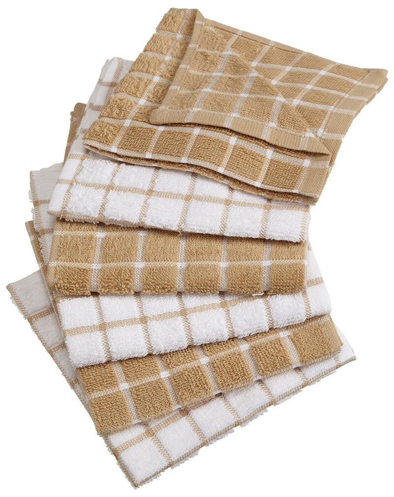 Set of 6 Assorted White and Brown Square Shape Absorbent Dishcloth 12" image number 1