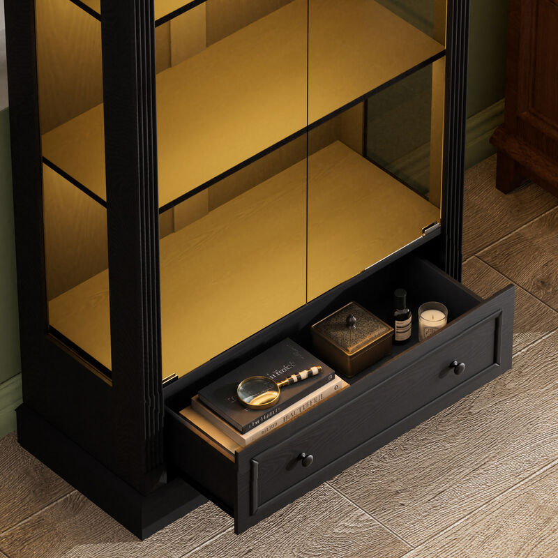 Kinhel 70.9" tall arched glass doors display cabinet image number 8