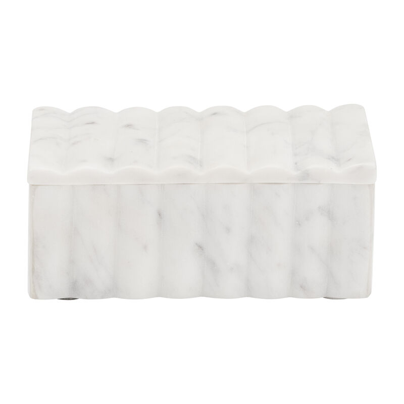 7x4" Marble Ridged Box, White image number 1