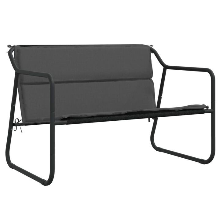 vidaXL Modern Anthracite 2-Seater Patio Bench with Cushions - Powder-Coated Steel and UV-Resistant textilene Fabric - Ideal for Garden, Terrace or Outdoor use