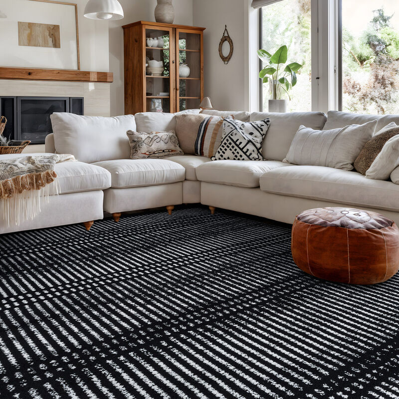 World Rug Gallery Contemporary Minimalistic Stripe LInes Area Rug:  Abstract Pattern,  Low Pile,  Stain-Resistant image number 1