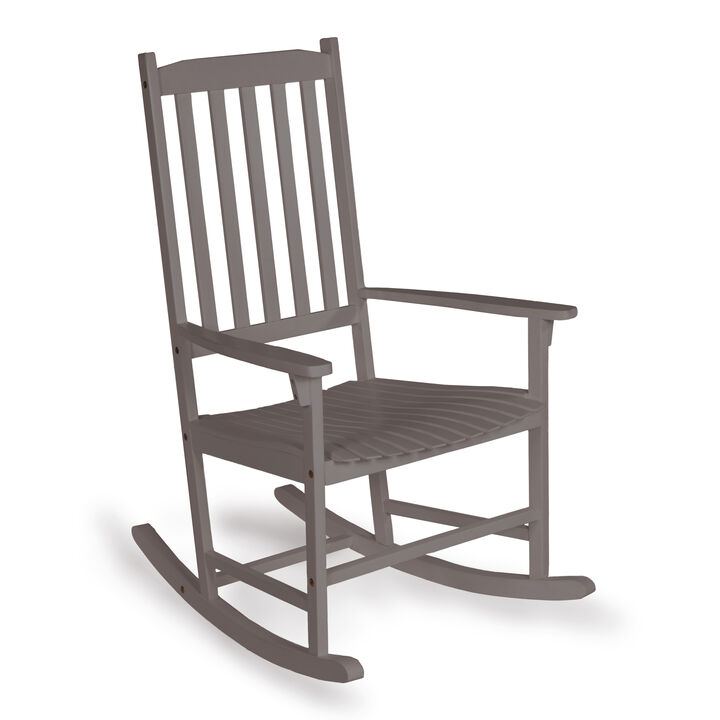 Seagrove Farmhouse Classic Slat-Back 350-LBS Support Acacia Wood Outdoor Rocking Chair, Gray Wash