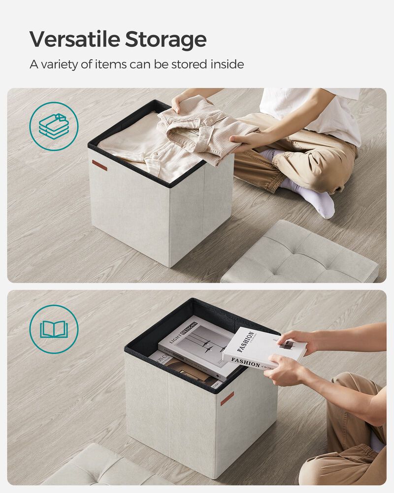 Reinforced Storage Ottoman Foot Stool &ndash; Compact Seating with Hidden Storage and 660 lb Weight Limit