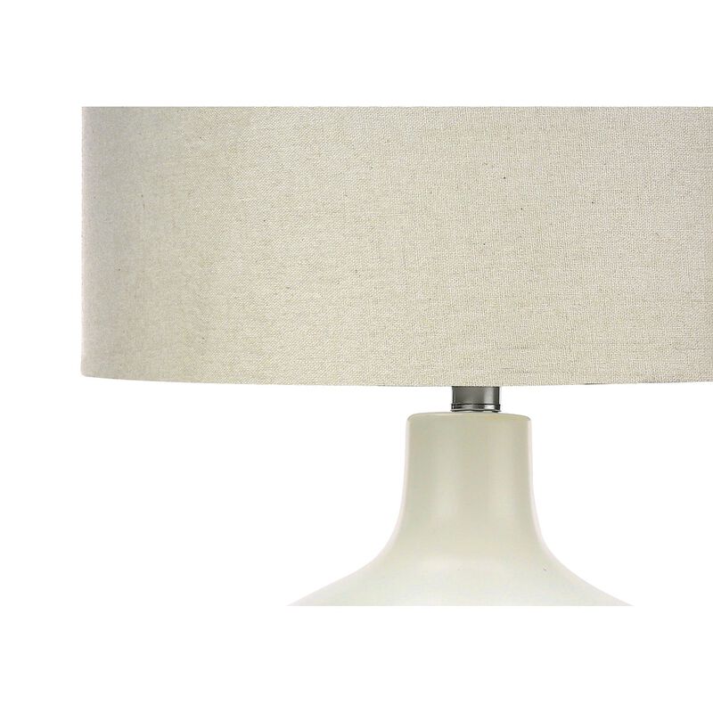 Monarch Specialties I 9608 - Lighting, 25"H, Table Lamp, Ivory / Cream Shade, Cream Ceramic, Contemporary