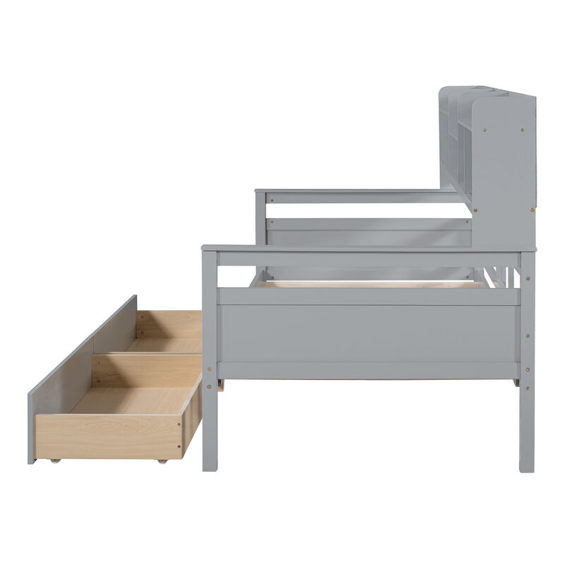 Merax Modern Daybed Bed with  Storage Shelves