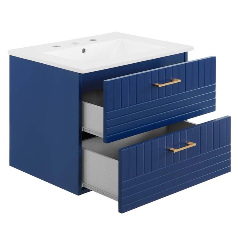 Modway Daybreak Bathroom Vanity, 24" with White Sink, Blue image number 5