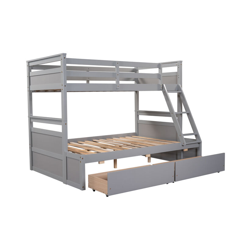 Whisen Twin over Full Bunk Bed with 2-Storage Drawers - White