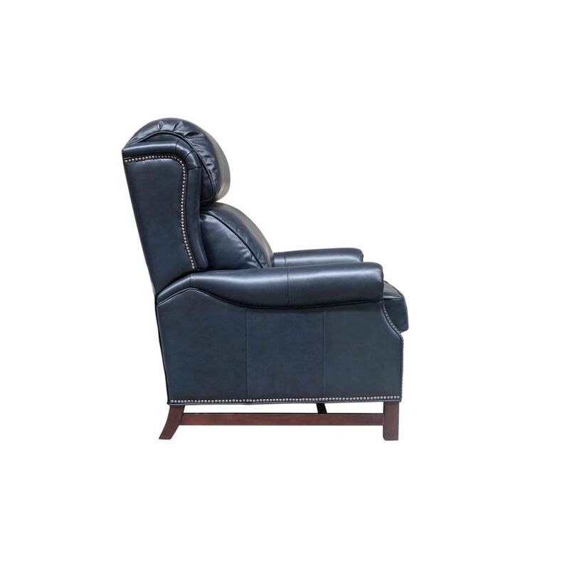 Starlight Canyon Home Blue Leather Recliner Chair with Push-Thru Arms and Footrest Support image number 5