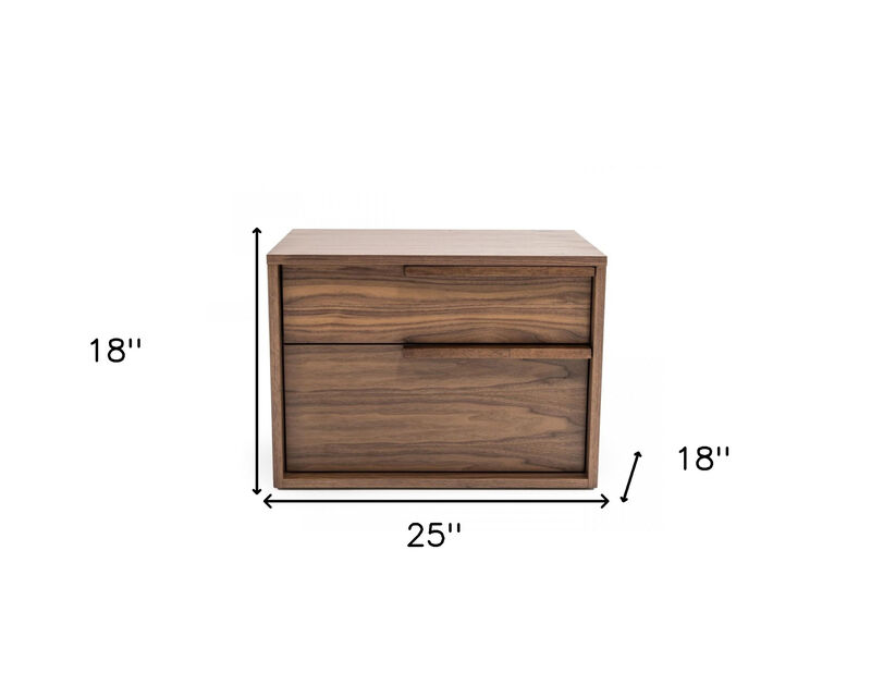 2-Drawer Wood Nightstand for Bedroom Storage