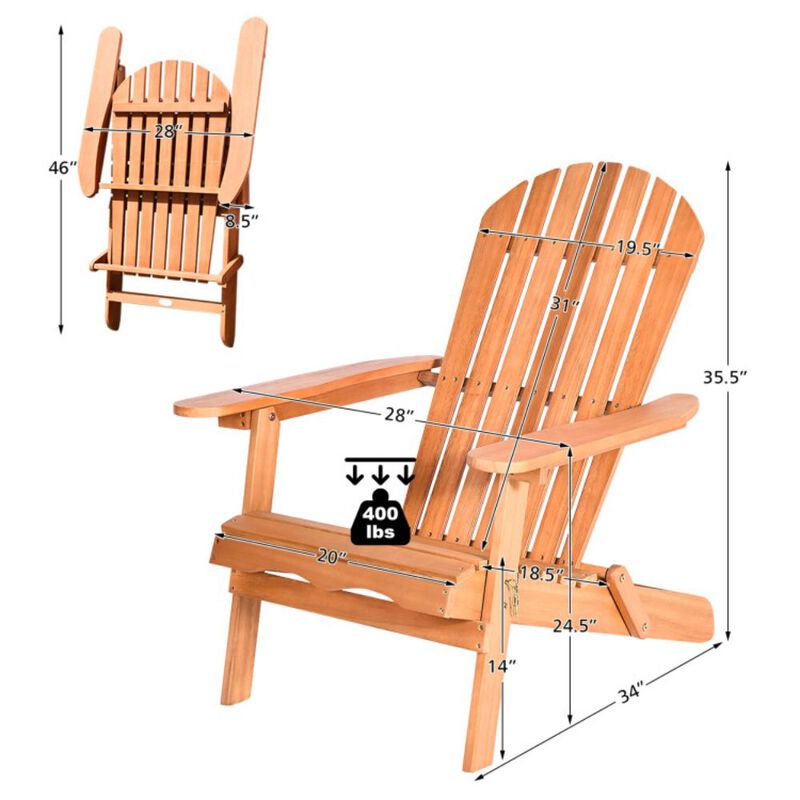 Hivago Eucalyptus Chair Foldable Outdoor Wood Lounger Chair