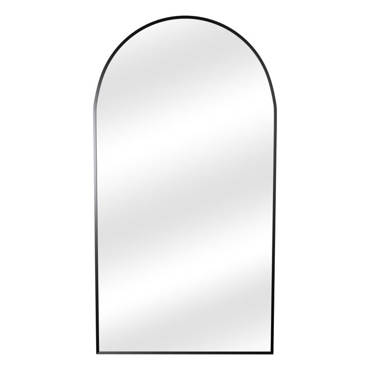 HomeRoots 71" Black Metal Arch Freestanding Framed Full Length Mirror