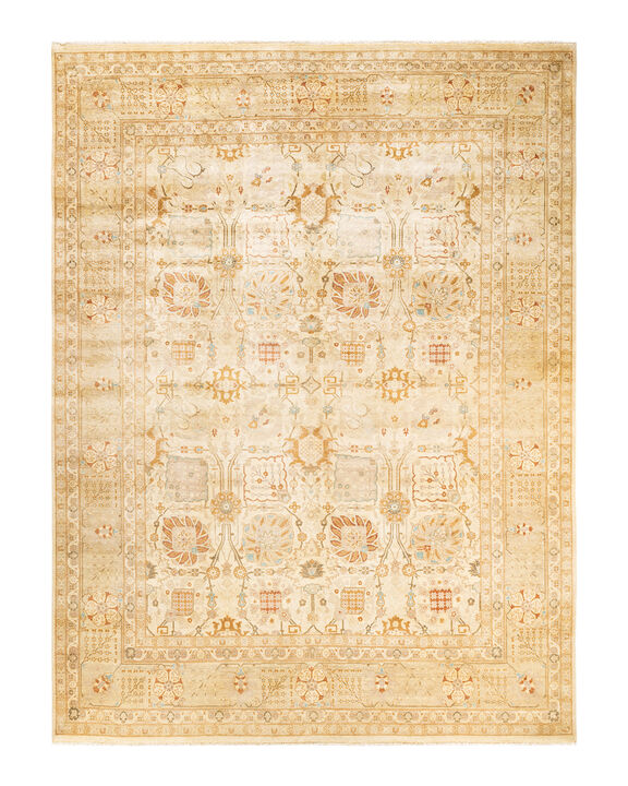 Eclectic, One-of-a-Kind Hand-Knotted Area Rug  - Ivory,  8' 10" x 11' 10"