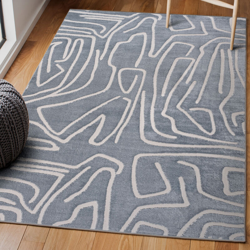 Alcina Modern Scandinavian Graphic Lines High-Low Area Rug