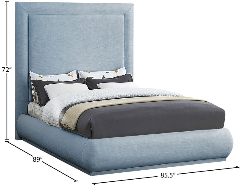Meridian Furniture Brooke Light Blue Linen Textured Fabric King Bed image number 7